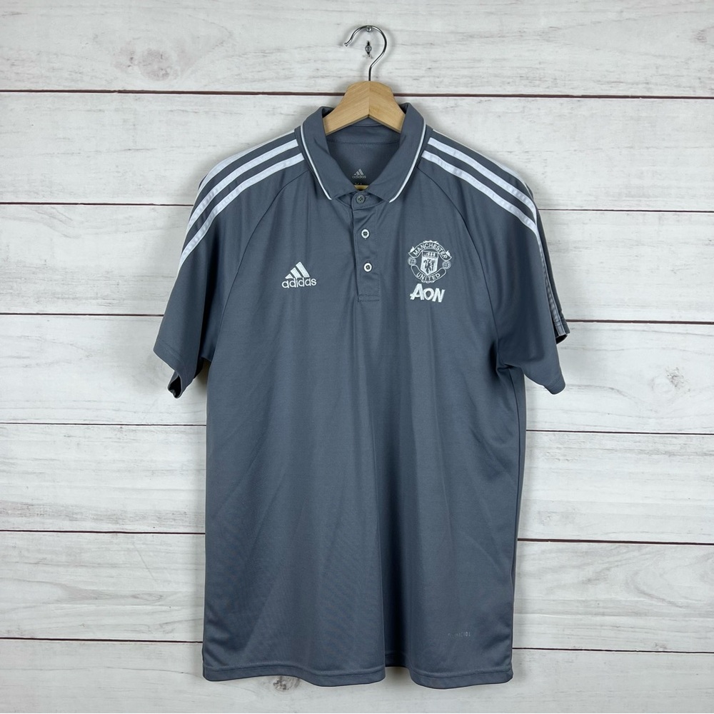 Manchester United Adidas Soccer Football Polo Shirt fits Large